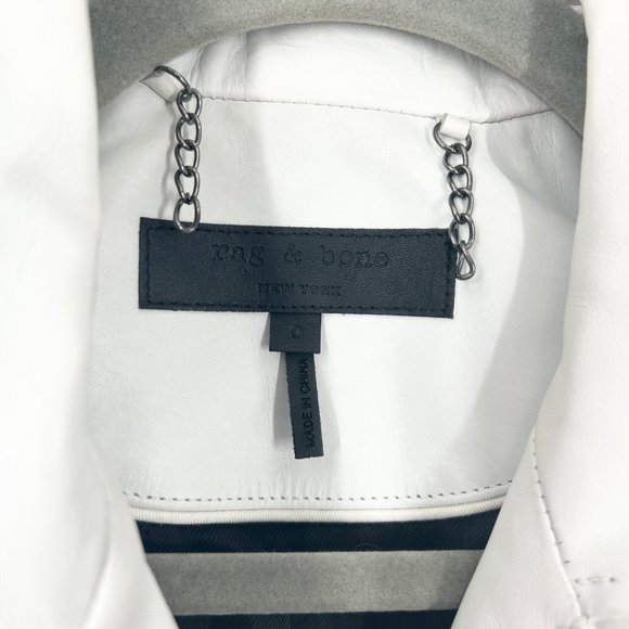 rag & bone White Leather Moto Biker Jacket - Picture 5 of 13
